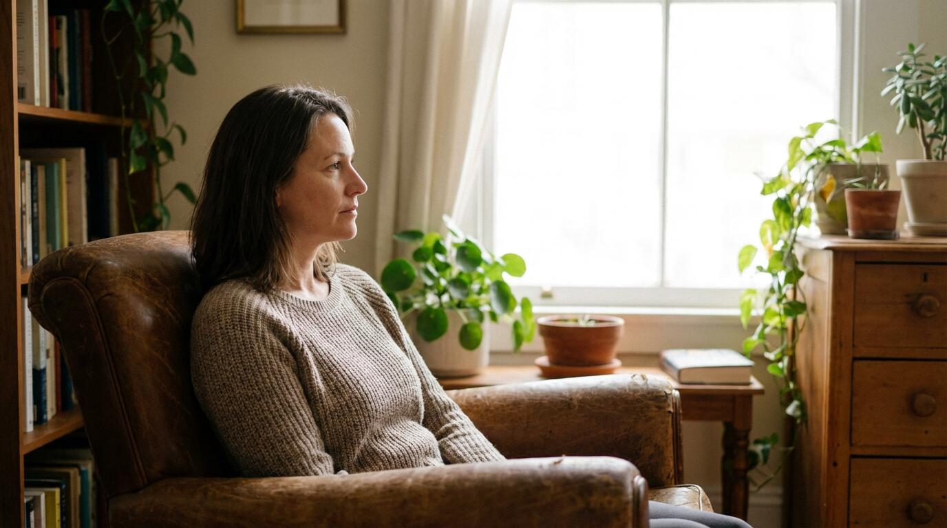 Personne en réflexion lors d'un accompagnement en hypnose ericksonienne